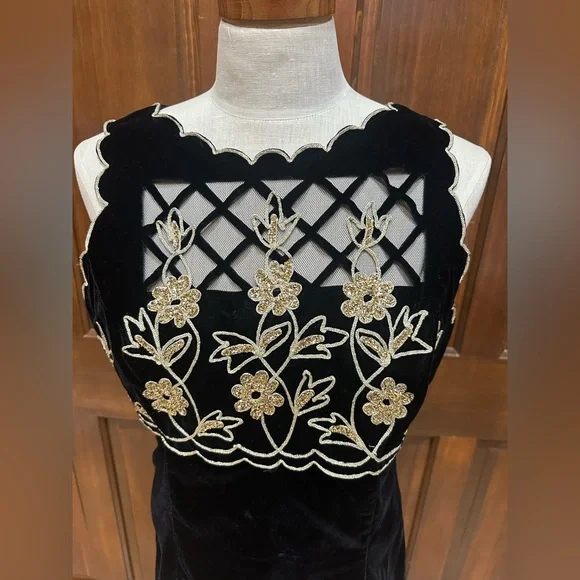 Vintage Scott McClintock Black Velvet Dress - Picture 3 of 8